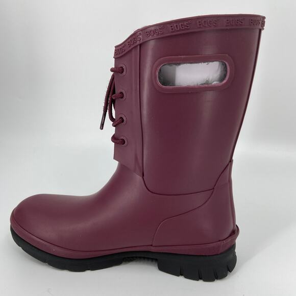 BOGS Amanda Boots Size 6 Burgundy Red Faux Shearling Lined Waterproof Rubber - Picture 7 of 14